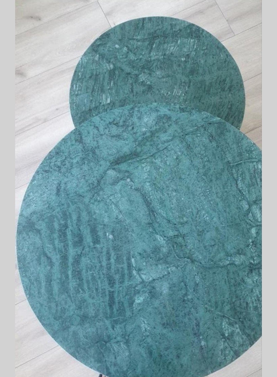 Marmeren groene salontafels, Huis en Inrichting, Tafels | Salontafels, Ophalen, Rond, 50 tot 100 cm, 50 tot 100 cm