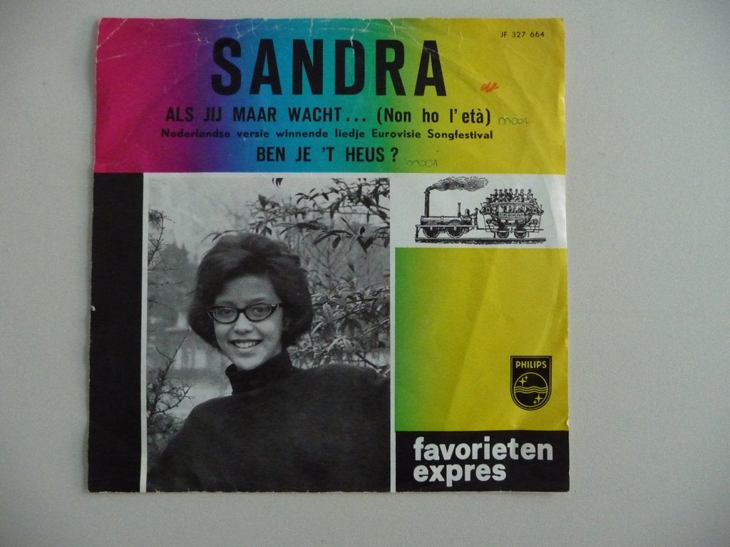 single SANDRA -ALS JIJ MAAR WACHT- PHILIPS RECORDS, 1964, Ophalen of Verzenden, Gebruikt, Nederlandstalig