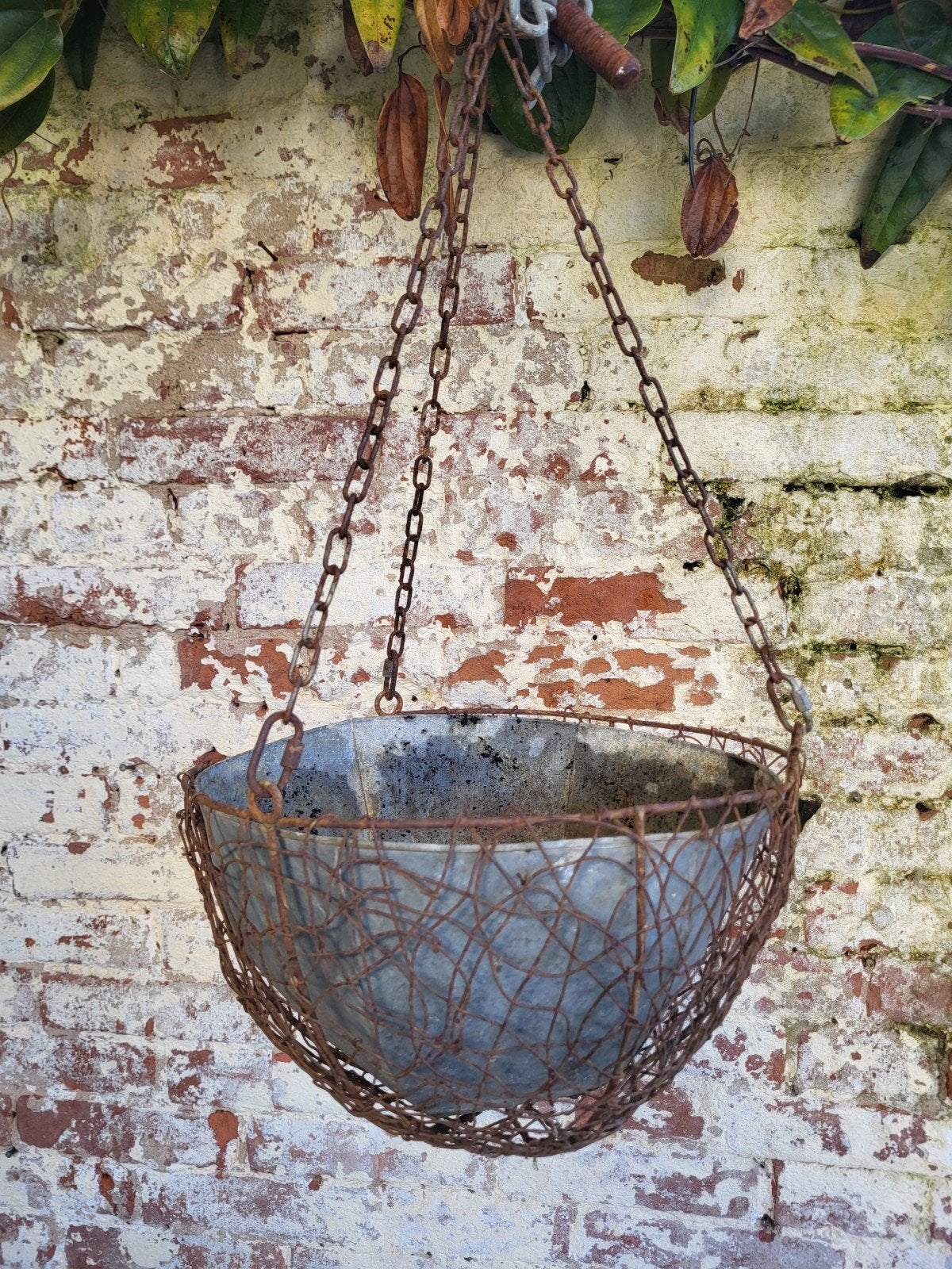 mooie brocante zinken plantenhanger/ allegonda, Ophalen of Verzenden