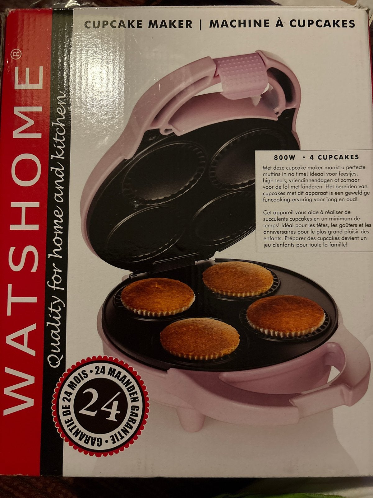 Watshome Cupcake Maker 800W - Roze, Ophalen of Verzenden, Nieuw
