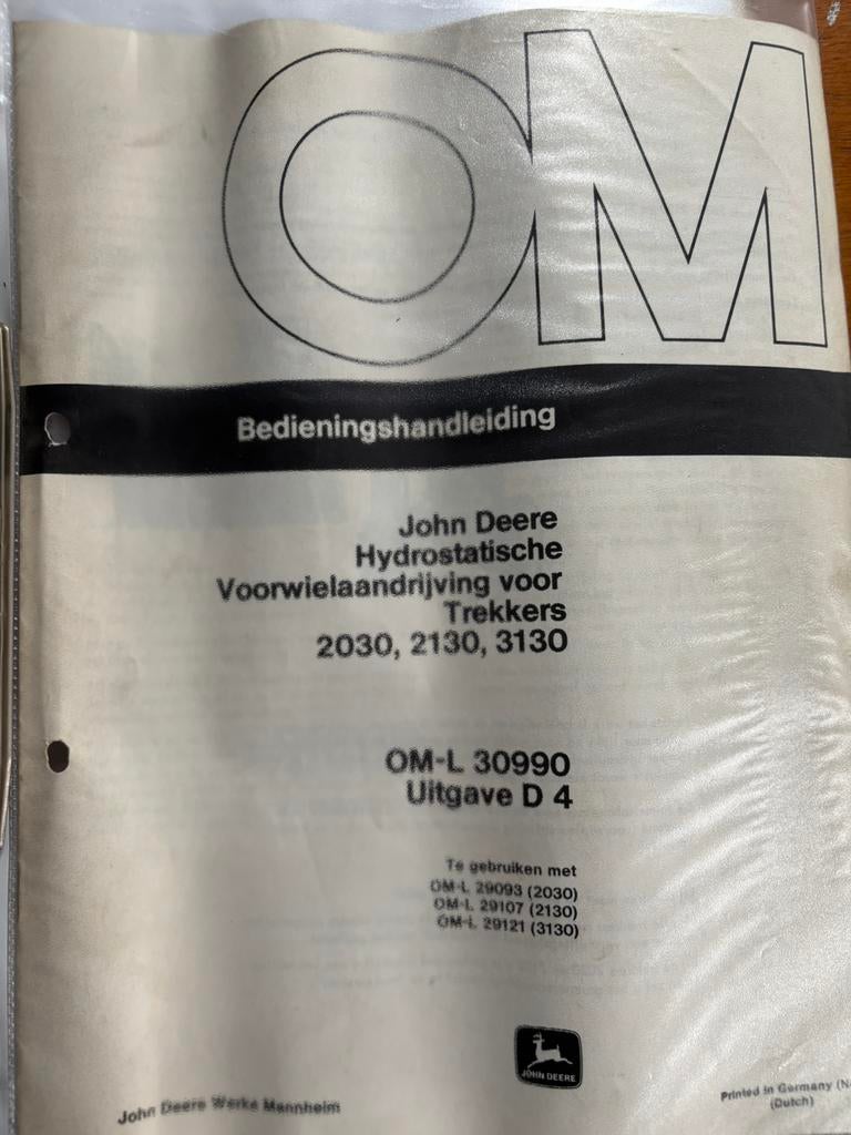 John deere handleiding 4wd 2030, 2130 en 3130, Ophalen of Verzenden