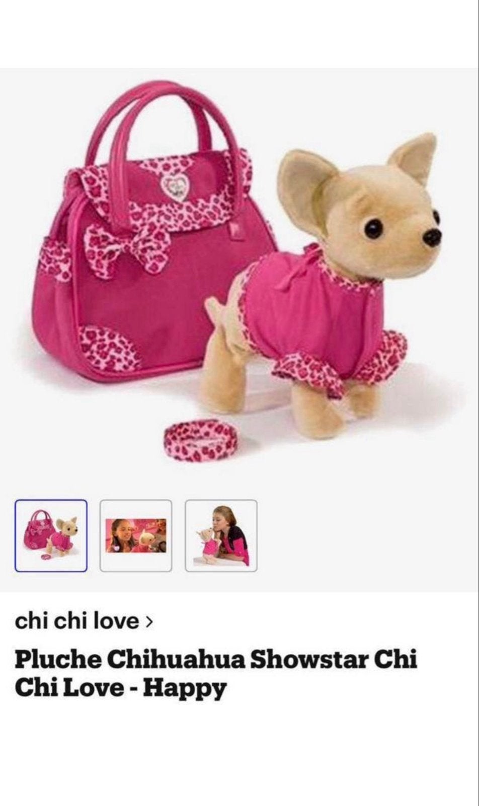 Bewegende Chihuahua knuffel met tasje, Kinderen en Baby's, Speelgoed | Knuffels en Pluche, Ophalen of Verzenden, Roze, Hond, Interactief