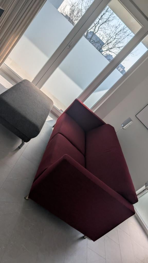 Design bank Hulshoff + grote hocker| MOETWEG, Ophalen, Driepersoons, 75 tot 100 cm, Zo goed als nieuw