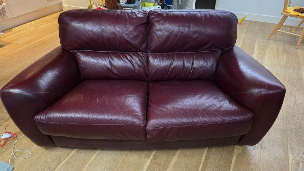 Sofitalia Bordeauxrode leren bank | Bordeau leather sofa, Huis en Inrichting, Ophalen, Tweepersoons, Rechte bank, 200 tot 250 cm