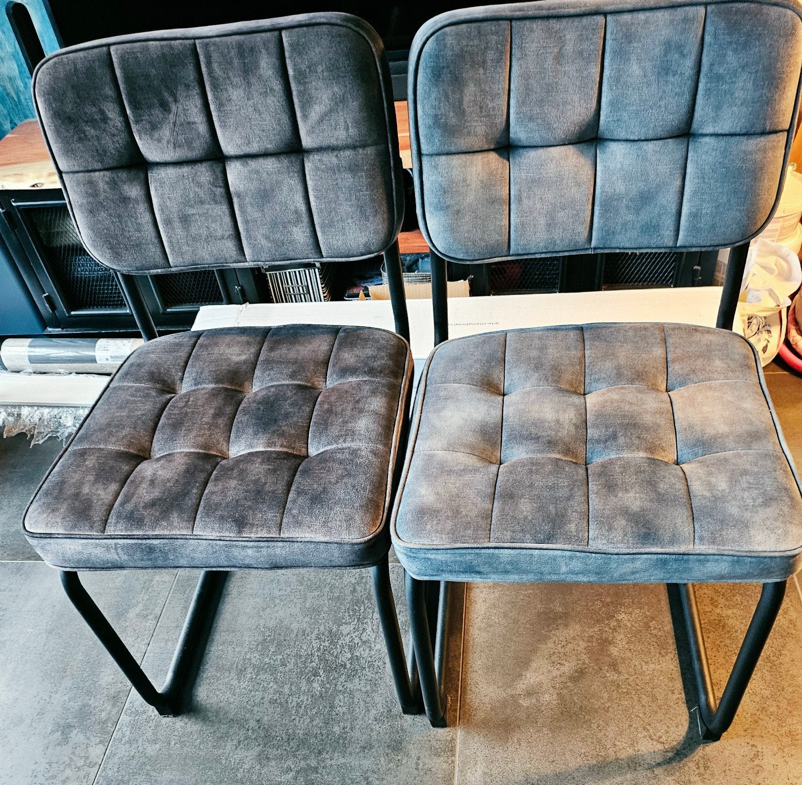 Set van 7 eetkamerstoelen, donker groen en petrol, Huis en Inrichting, Ophalen of Verzenden, Zo goed als nieuw, Metaal, Vijf, Zes of meer stoelen