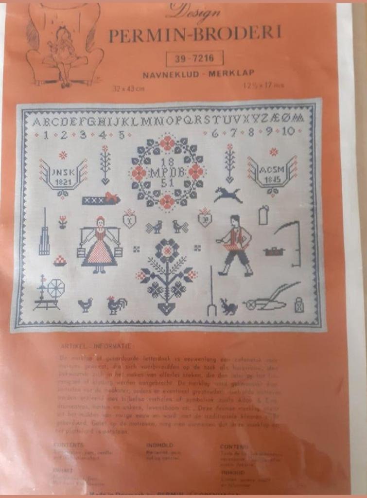 Borduurpakket Permin merklap 39-7216, Ophalen of Verzenden, Nieuw, Handborduren, Borduurpakket