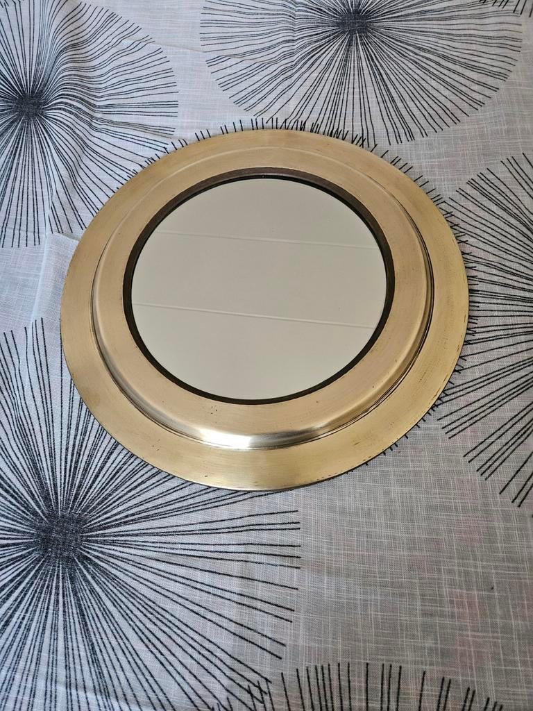 Ronde spiegel met gouden rand - Vintage stijl, Antiek en Kunst, Antiek | Spiegels, Ophalen, Rond, 50 tot 100 cm, Minder dan 100 cm