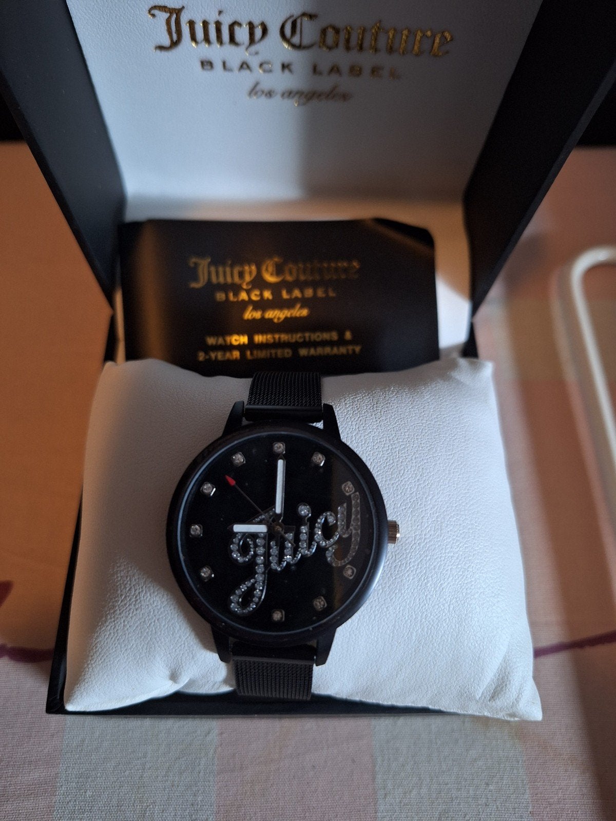 Juicy Couture Horloge Zwart met Strass, Ophalen of Verzenden, Nieuw, Overige merken, Met strass