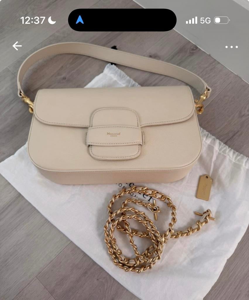 Moncrief Schoudertas - Crèmekleurig, Ophalen of Verzenden, Zo goed als nieuw, Beige, Schoudertasje