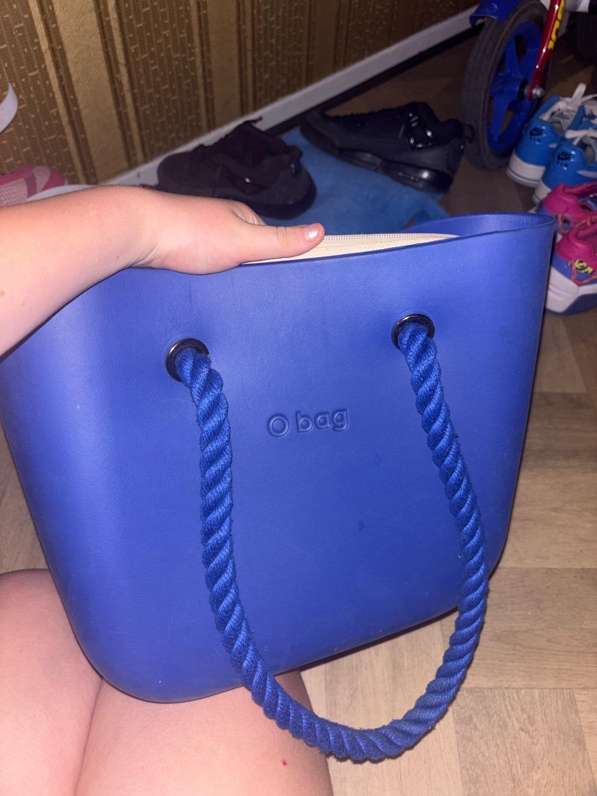 O Bag handtas in kobaltblauw met touw handvatten, Sieraden, Tassen en Uiterlijk, Ophalen of Verzenden, Gebruikt, Blauw, Handtas