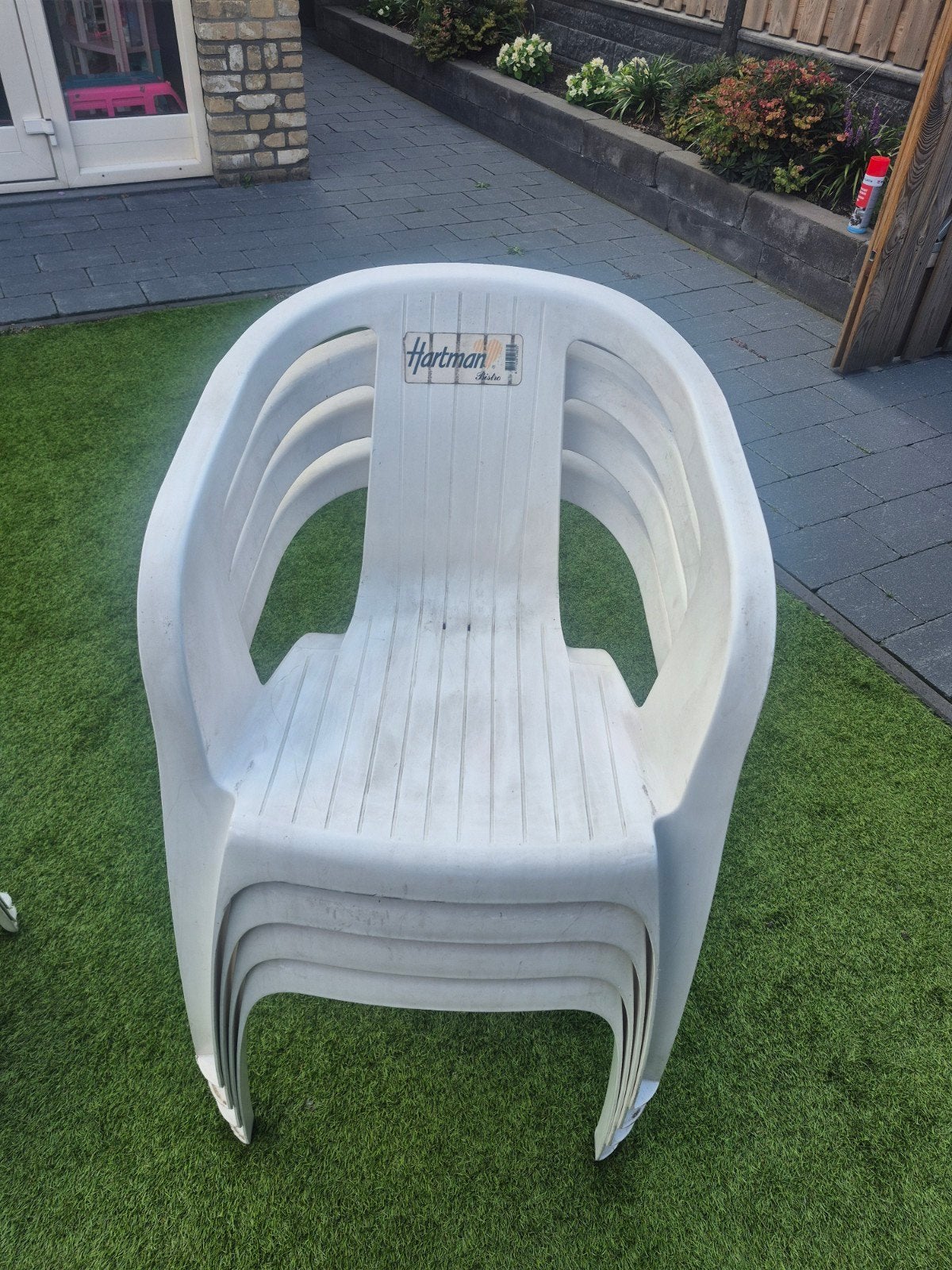 4 Hartman kuipstoelen, Ophalen, Gebruikt, Kunststof, Stapelbaar