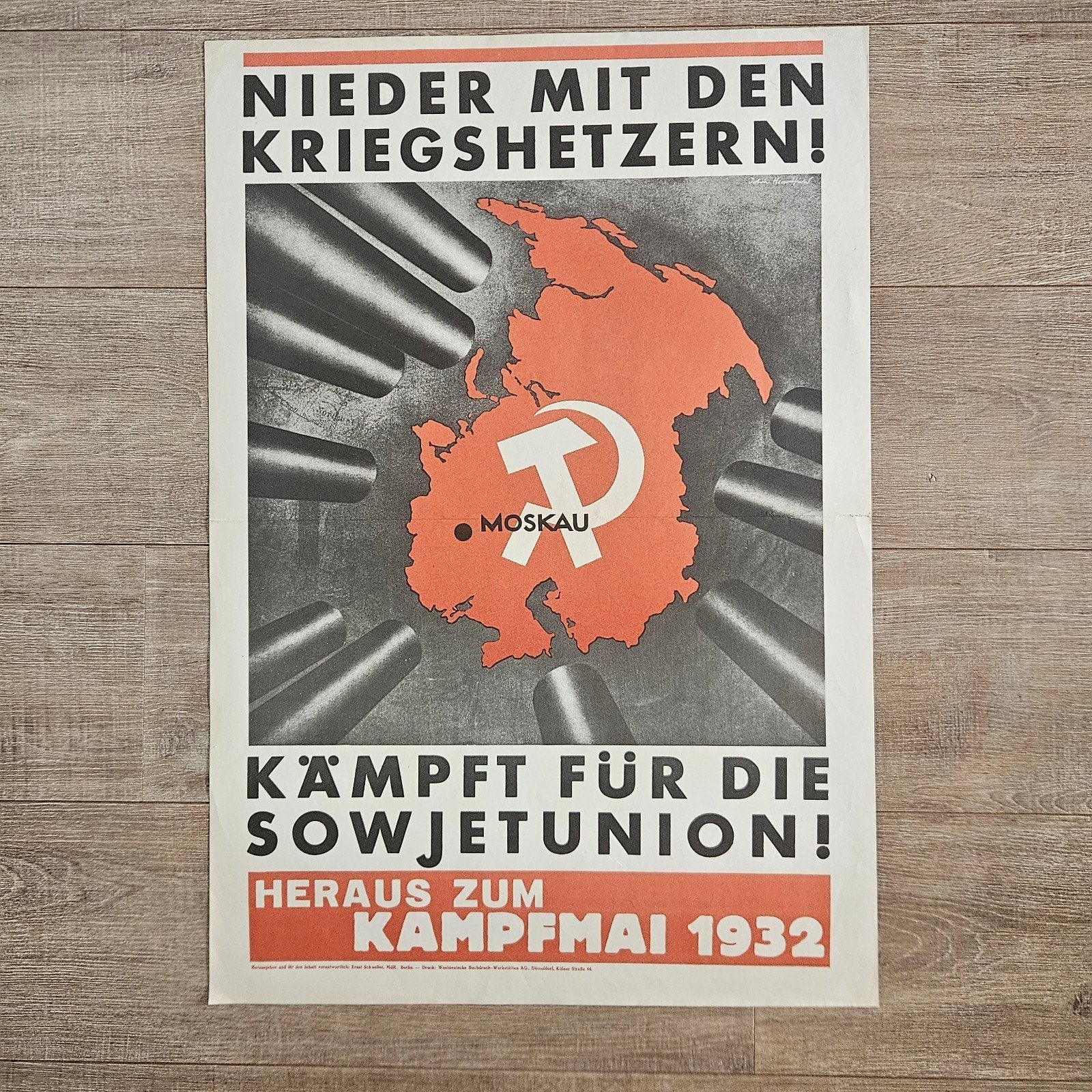 Vintage Duitse propagandaposter 71 x 49cm, Ophalen of Verzenden, Gebruikt, A1 t/m A3, Overige onderwerpen