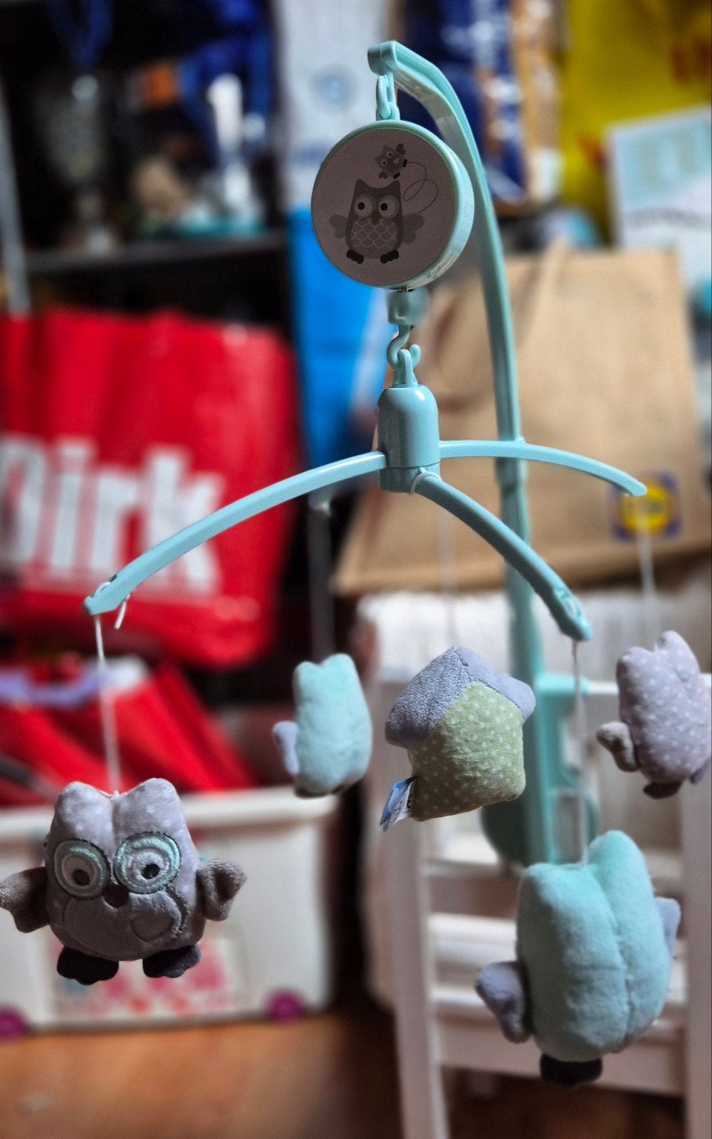 Muzikale Mobiel met Uiltjes voor Babybedje, Ophalen, Gebruikt
