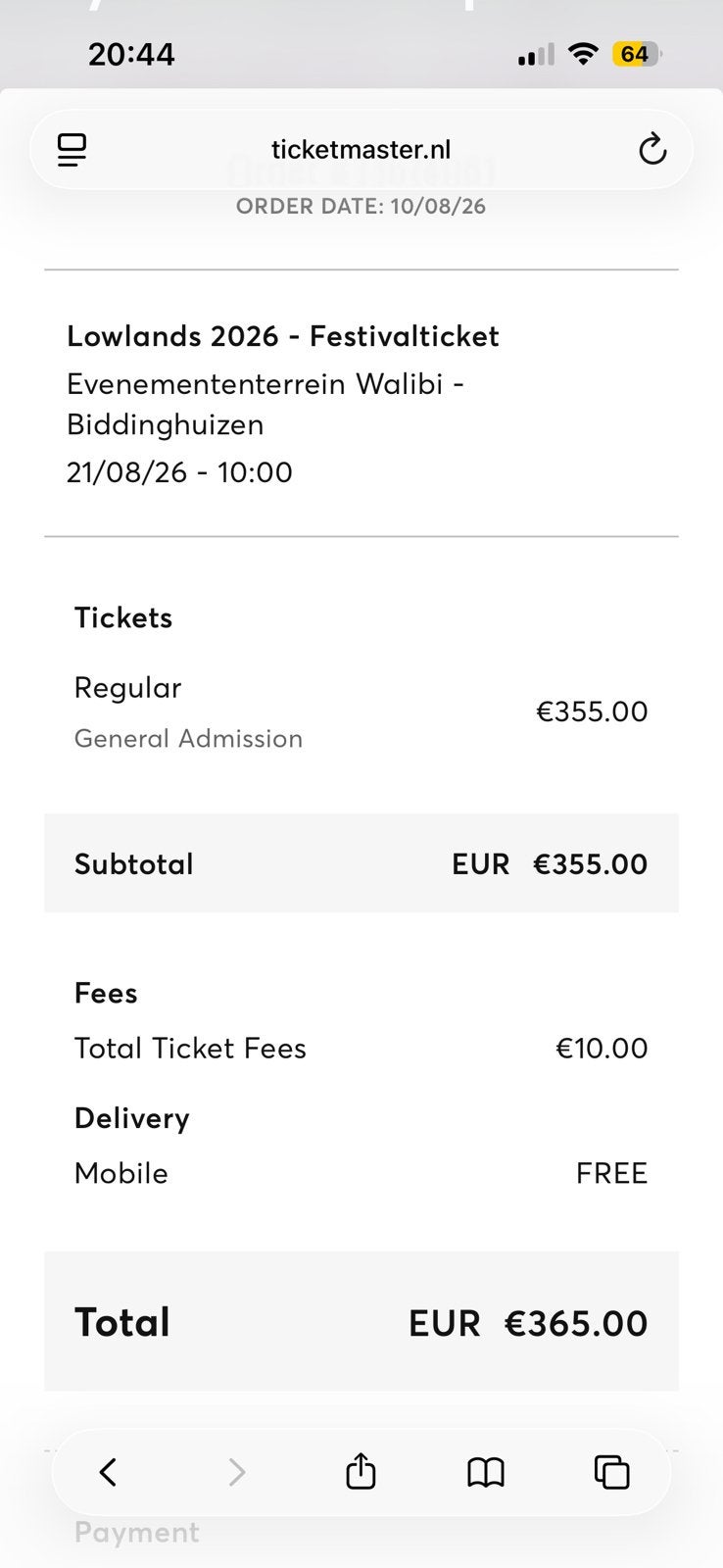 Lowlands ticket te koop!, Eén persoon, Overige soorten