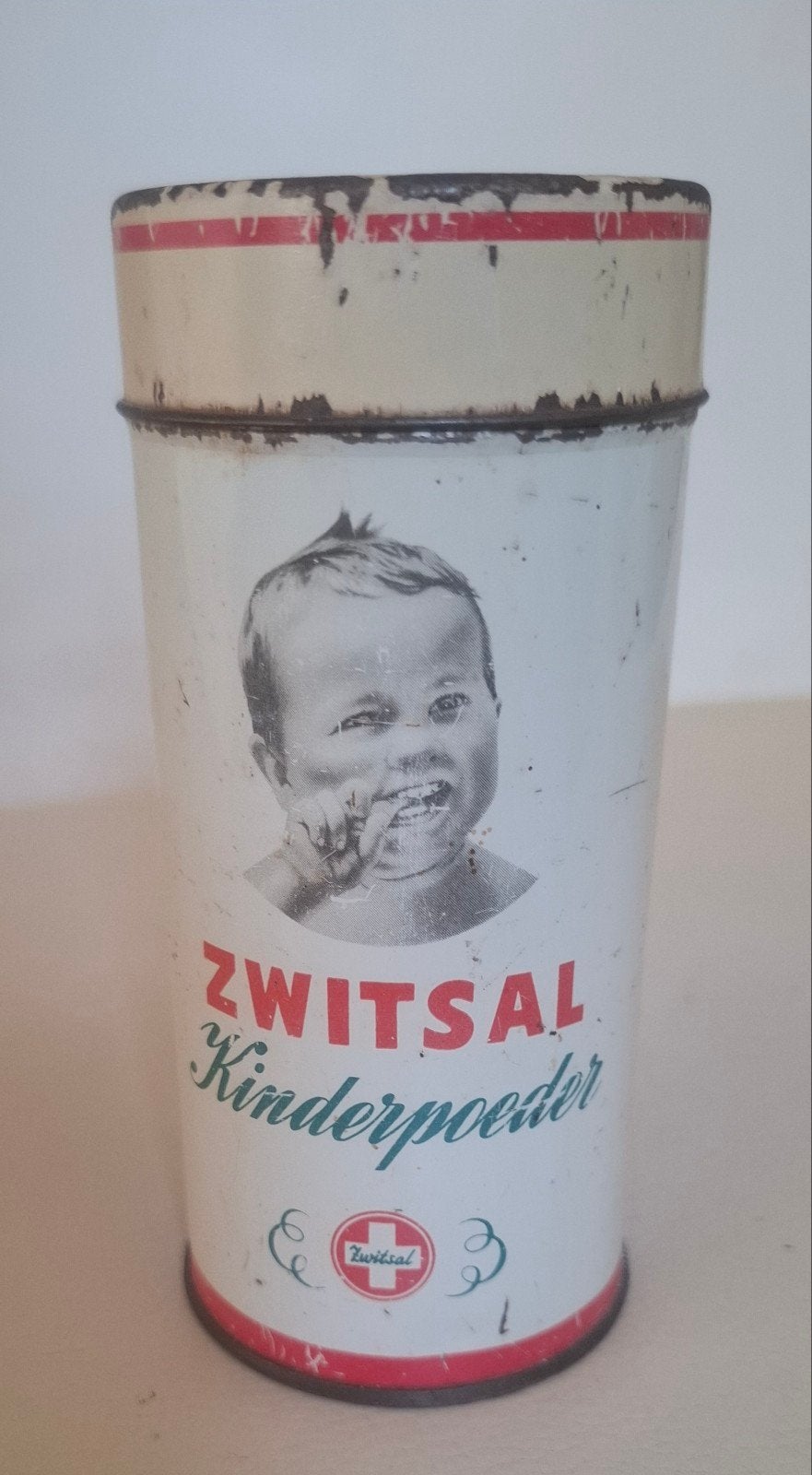 Vintage Zwitsal kinderpoederbus- nostalgie- blik, Ophalen of Verzenden, Gebruikt, Overige