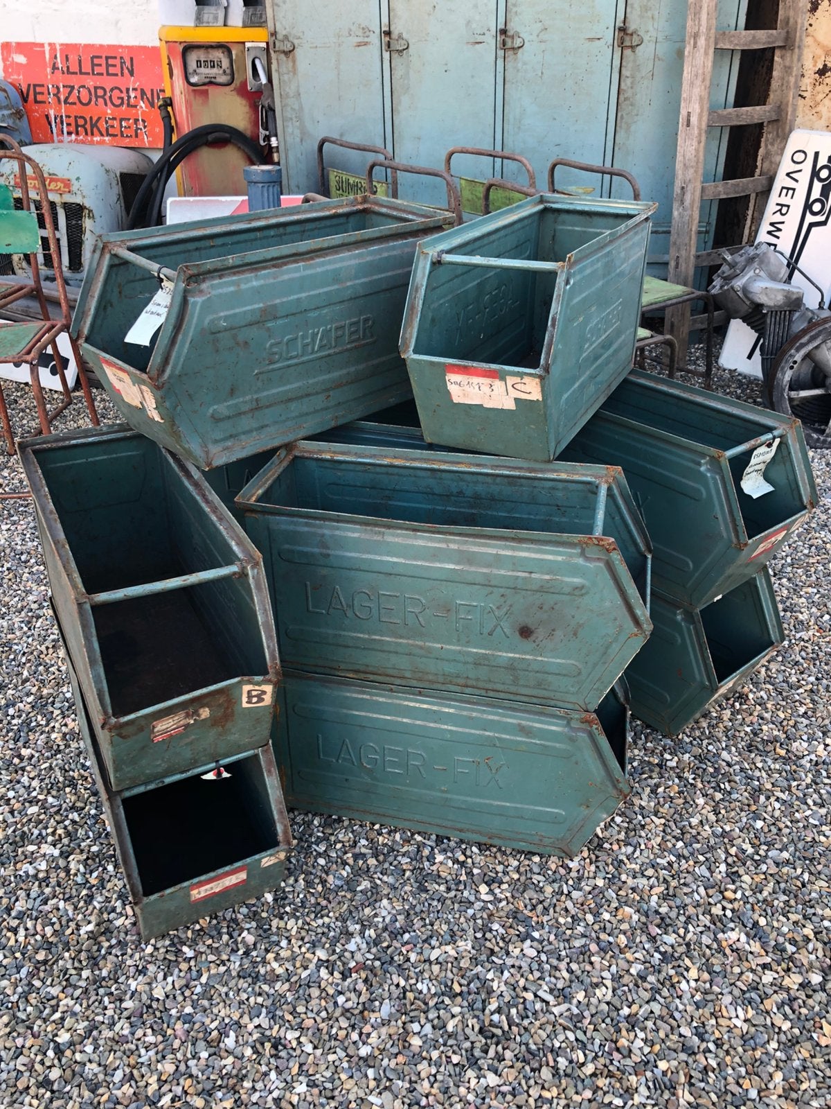 Oude stoere Schafer Lagerfix stapelbak industrieel kist, Huis en Inrichting, Ophalen, 50 tot 100 cm, Minder dan 50 cm