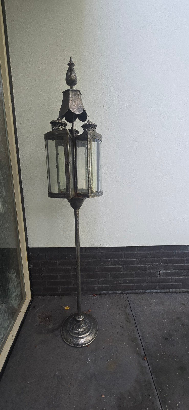 Antieke drievoudige lantaarn op voet, Antiek en Kunst, Ophalen