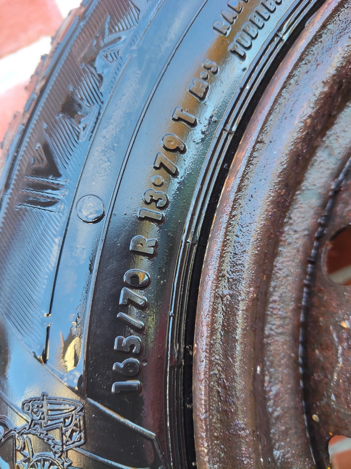 Winterbanden met stalen velgen 165/70 R13 79T Peugeot, Ophalen, Gebruikt, 13 inch, Banden en Velgen