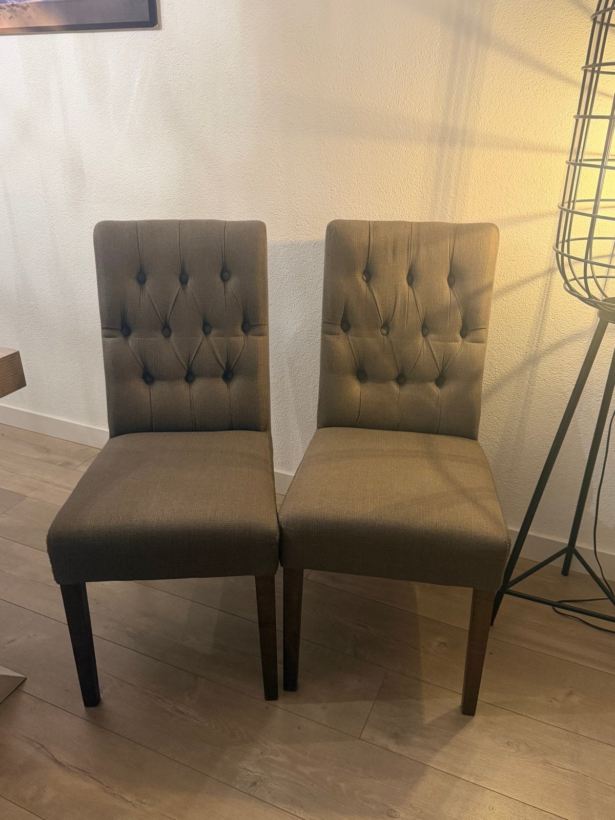 TEAB 6 zo goed als nieuwe eetkamerstoelen - Bruin/Taupe stof, Ophalen, Strak, klassiek, Bruin, Zo goed als nieuw