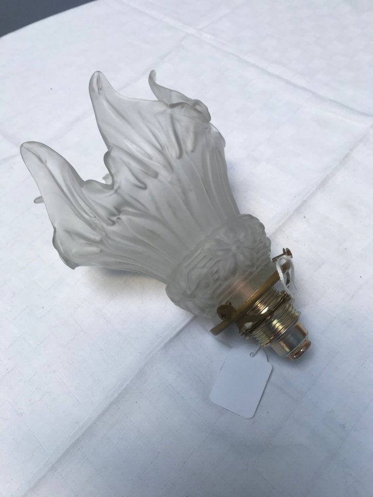 Mat glazen antiek hanglampje compleet met fitting., Ophalen of Verzenden