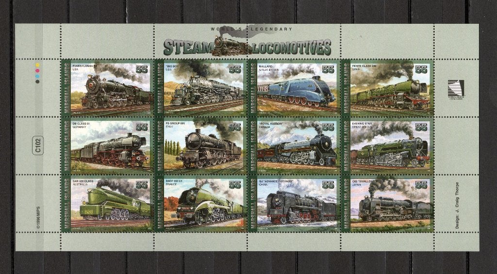 Treinblok Marshall eilanden 1996 733/744, Ophalen of Verzenden, Postfris, Treinen
