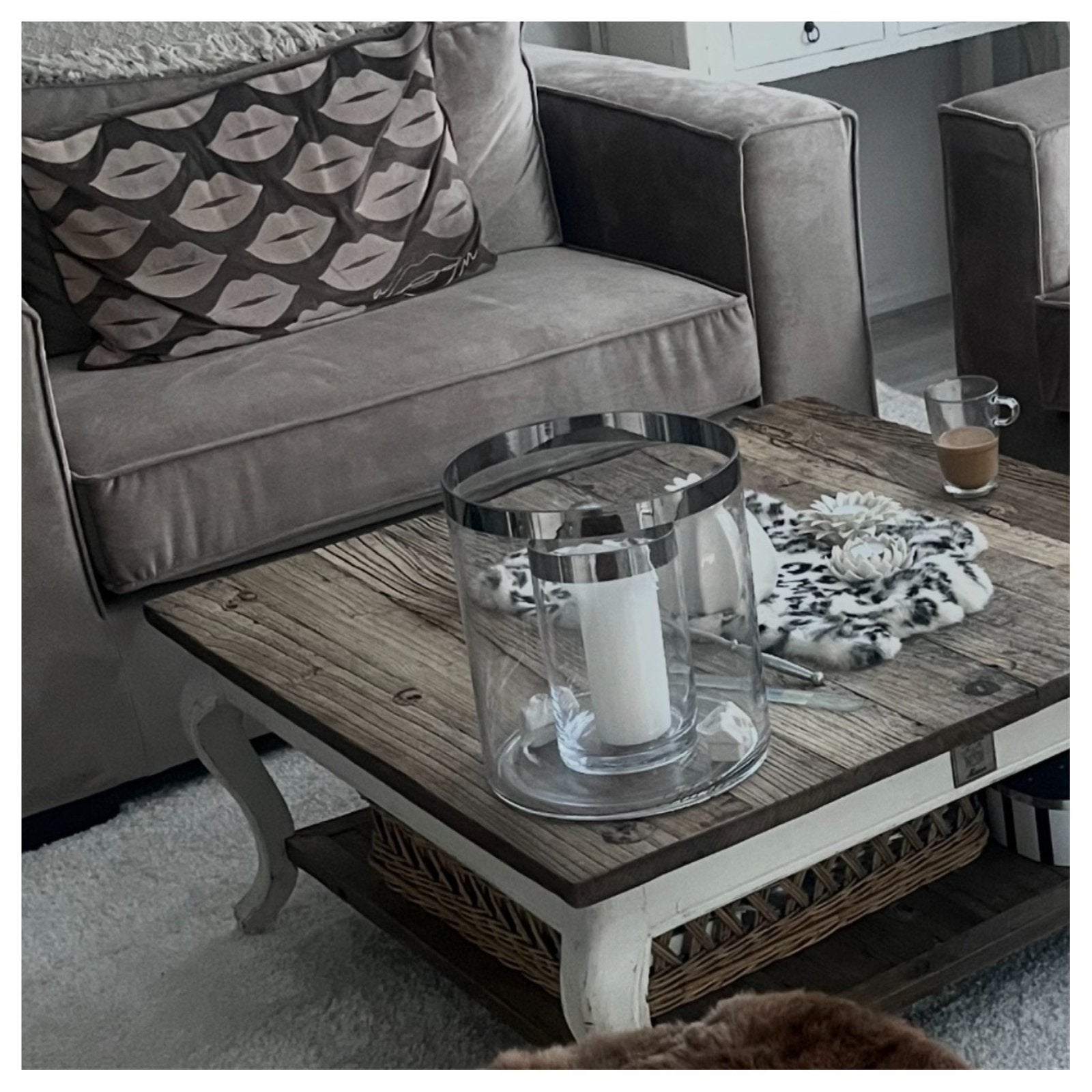 Riviera Maison driftwood salontafel incl RM mand, Ophalen, Gebruikt, 50 tot 100 cm, 50 tot 100 cm