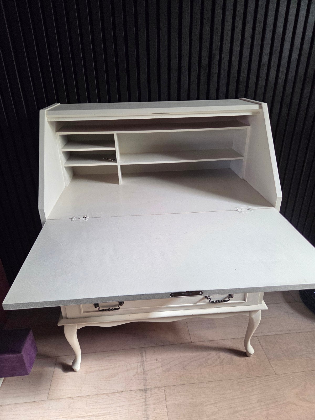 Wit secretaire bureau met 3 lades, Ophalen, Gebruikt, Vintage, Klassiek