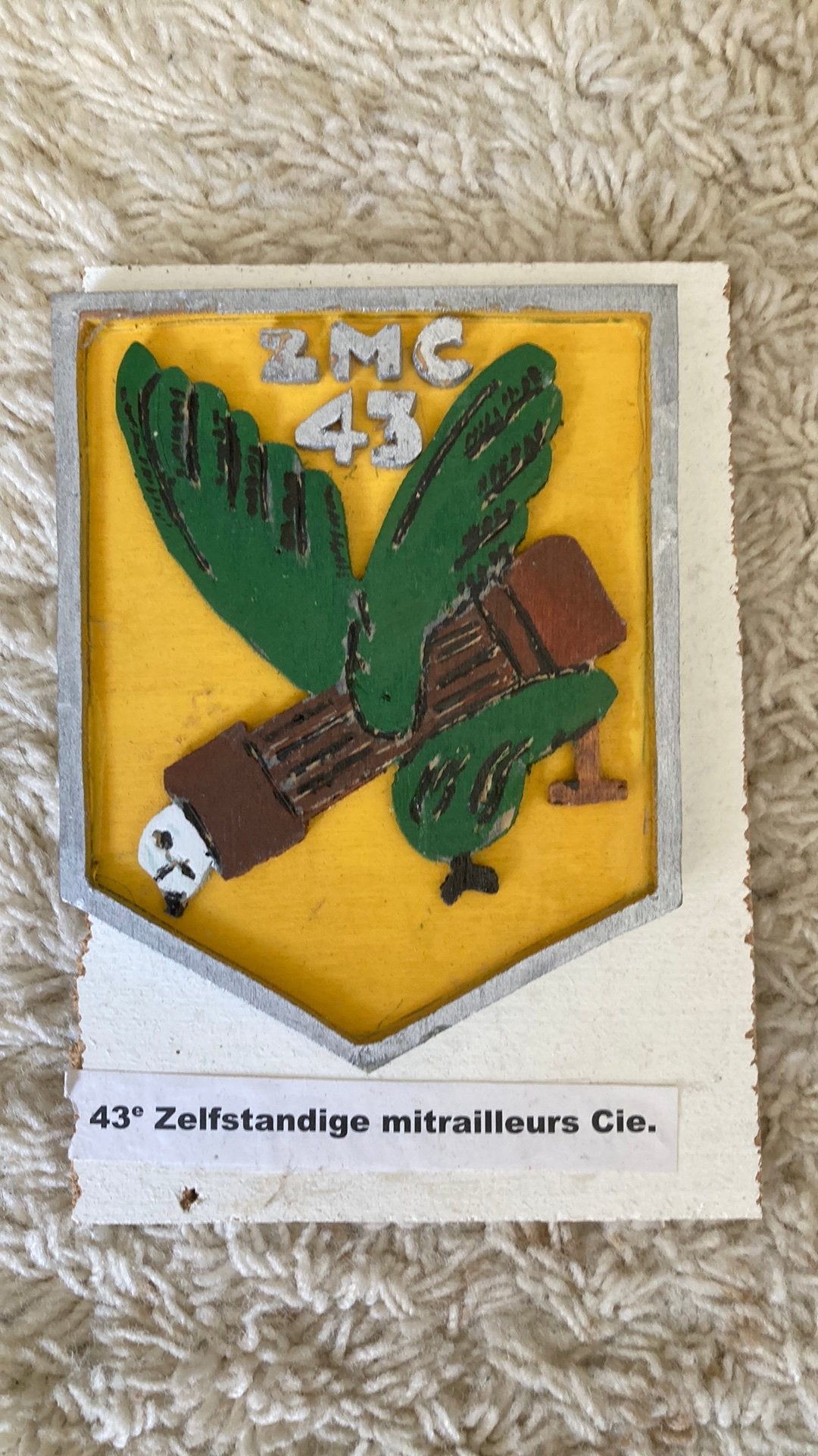 KNIL 43e Zelfstandige Mitrailleurs Compagnie, Verzamelen, Militaria | Algemeen, Ophalen of Verzenden, Landmacht, Nederland, Embleem of Badge