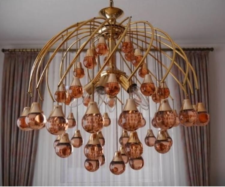 vintage xl Venini Sciolari luster hanglamp designer, Ophalen, E14 (klein), Zo goed als nieuw, Glas