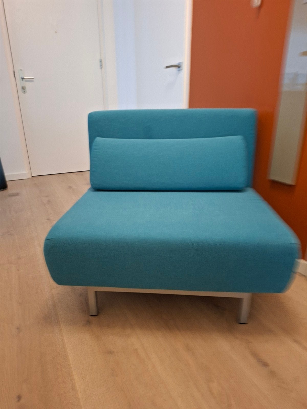 Copperfield slaapbankje turquoise - z.g.a.n., Ophalen, Eenpersoons, 190 cm of minder, Zo goed als nieuw