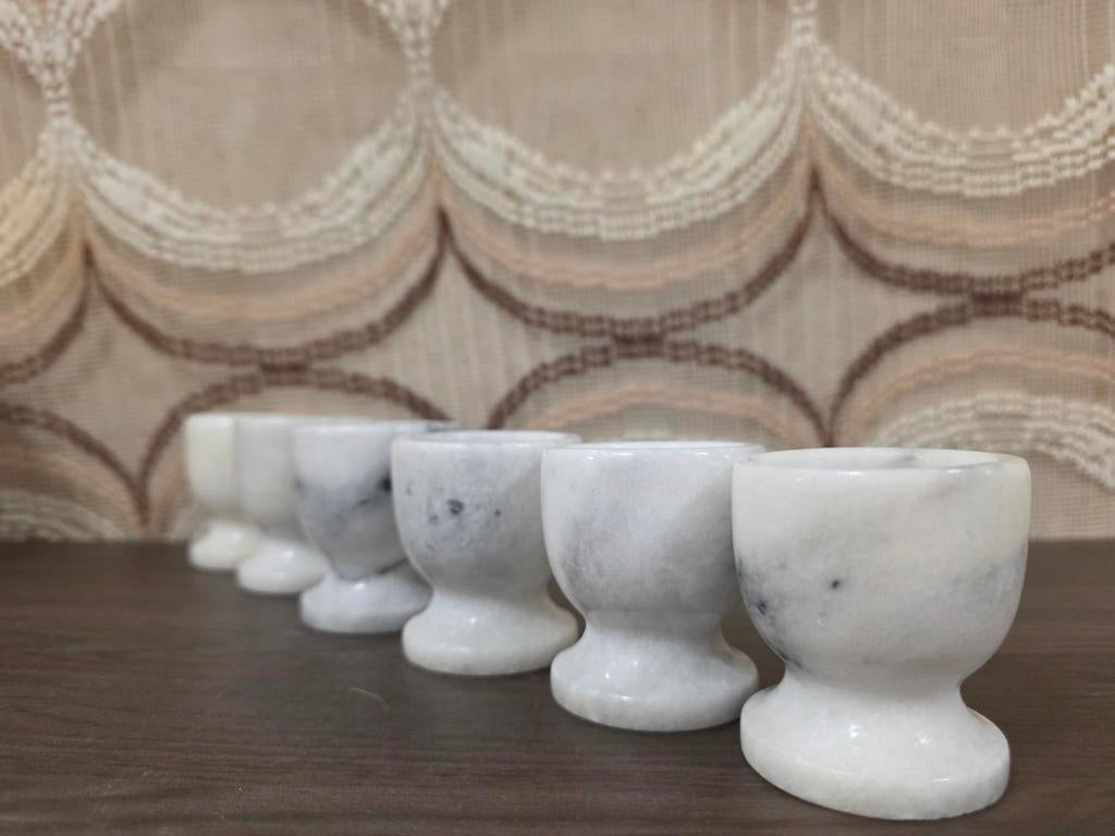 Vintage marmeren eierdopjes - 6 stuks, Onbekend, Ophalen of Verzenden, Zo goed als nieuw, Onbekend