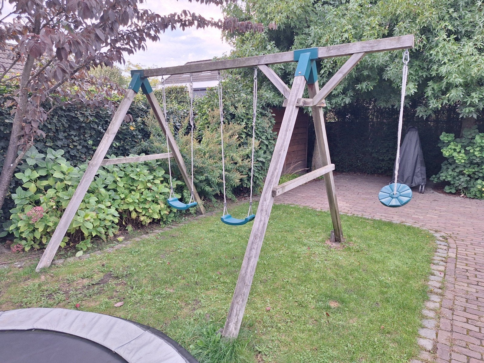 Dubbele schommel met haak, Ophalen, Gebruikt, Schommel