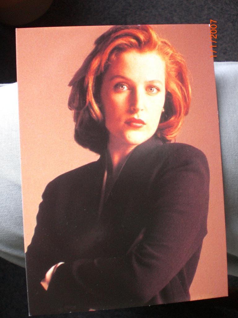 kaart Gillian Anderson  ( X - Files, Verzamelen, Ophalen of Verzenden, 1980 tot heden, Ongelopen, Sterren en Beroemdheden