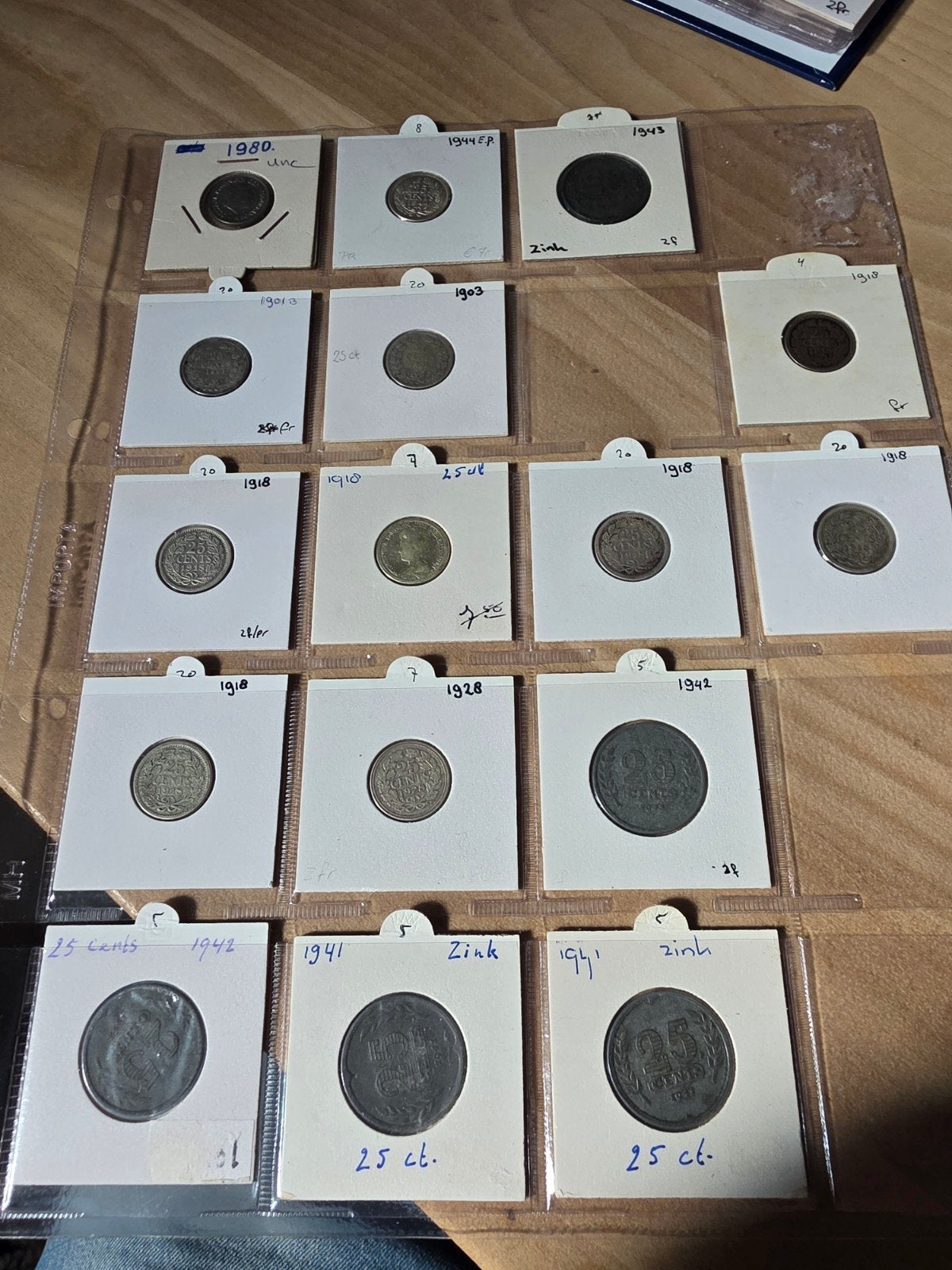 Collectie 25 cent munten: zilver en zink, diverse jaren, Setje, Zilver, 25 cent, Ophalen of Verzenden