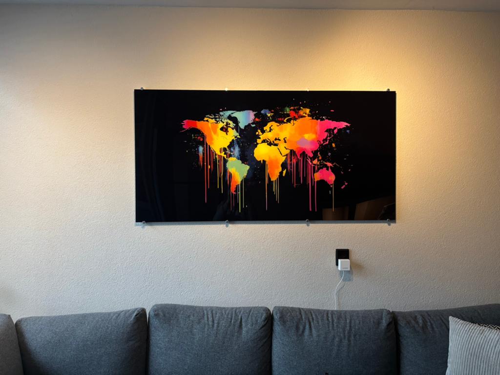 Mooi schilderij wereldkaart! Nieuw(kleine stukje folie eraf), Antiek en Kunst, Ophalen