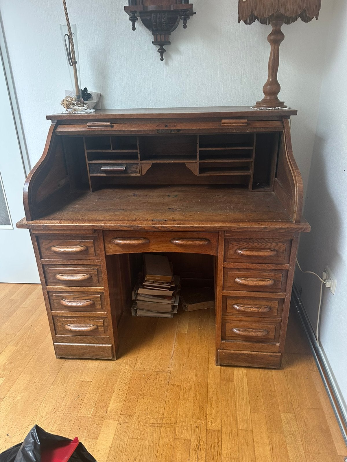 Antiek eiken roltopbureau / rolluikbureau ca. 1900, Ophalen