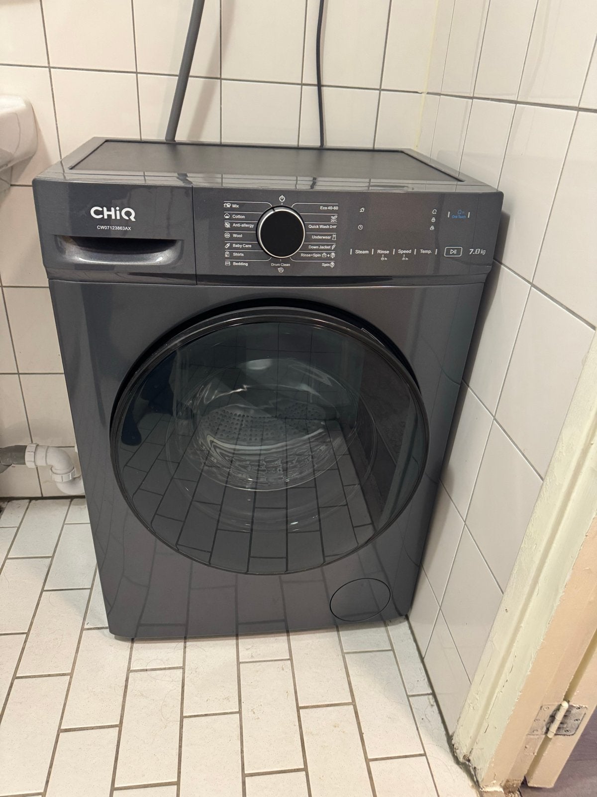 CHIQ CW07AX - Space Pro - AI Smart -7 kg -1200 rpm -76 dB(A), Ophalen, 1200 tot 1600 toeren, Minder dan 85 cm