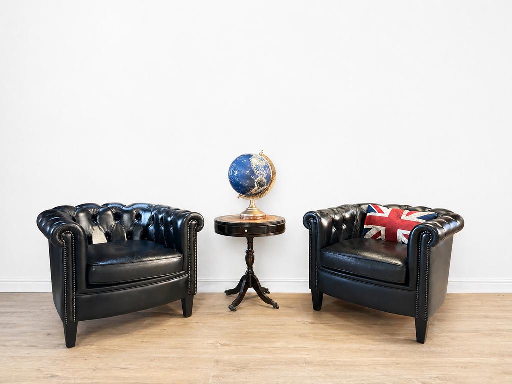 Chesterfield club fauteuils tub chairs zwart leer, Ophalen, Info@chesterfieldjunkie.nl, Gosem engelsstraat, Leer