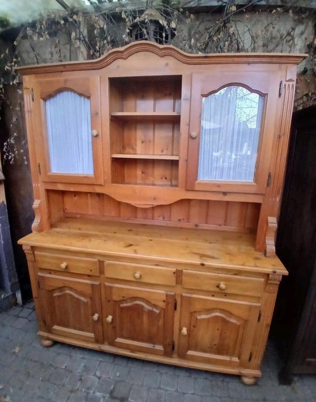 Vintage grenenhouten buffetkast met lades en deuren, Ophalen, Gebruikt, 25 tot 50 cm, Met deur(en)