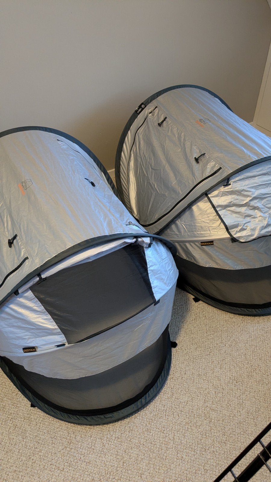 Twee Deryan peuter silver tentjes incl. welcool matras, Caravans en Kamperen, Tenten, Ophalen of Verzenden, Zo goed als nieuw
