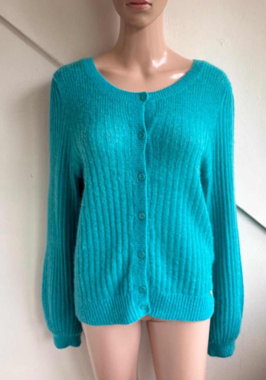 Des Petits Hauts vest maat 4 = 40 / 42 turquoise alpaca, Kleding | Dames, Ophalen of Verzenden, Zo goed als nieuw, Maat 42/44 (L)