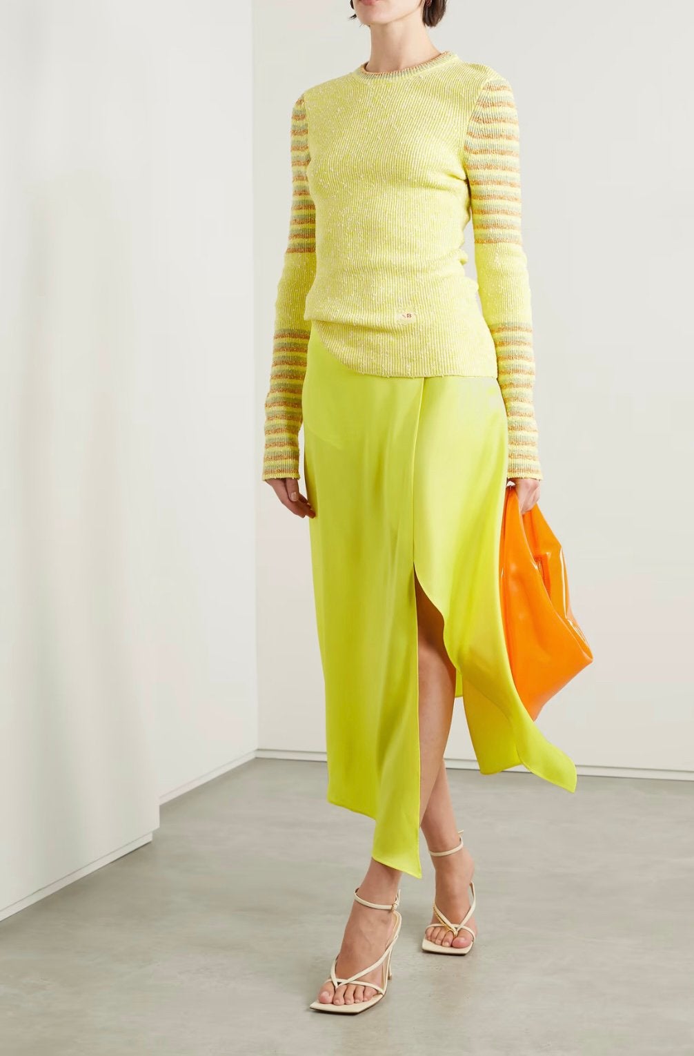 VICTORIA BECKHAM Pastel Yellow Thick Knit Jumper Sweater S, Kleding | Dames, Verzenden, Zo goed als nieuw, Maat 36 (S), Geel