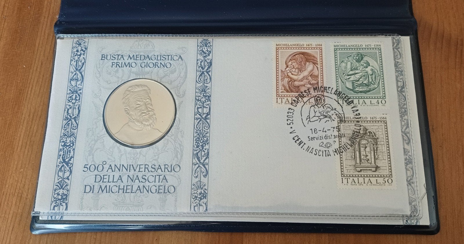 Zilveren Medaille 500 Jaar Michelangelo, Postzegels en Munten, Penningen en Medailles, Ophalen, Zilver, Buitenland