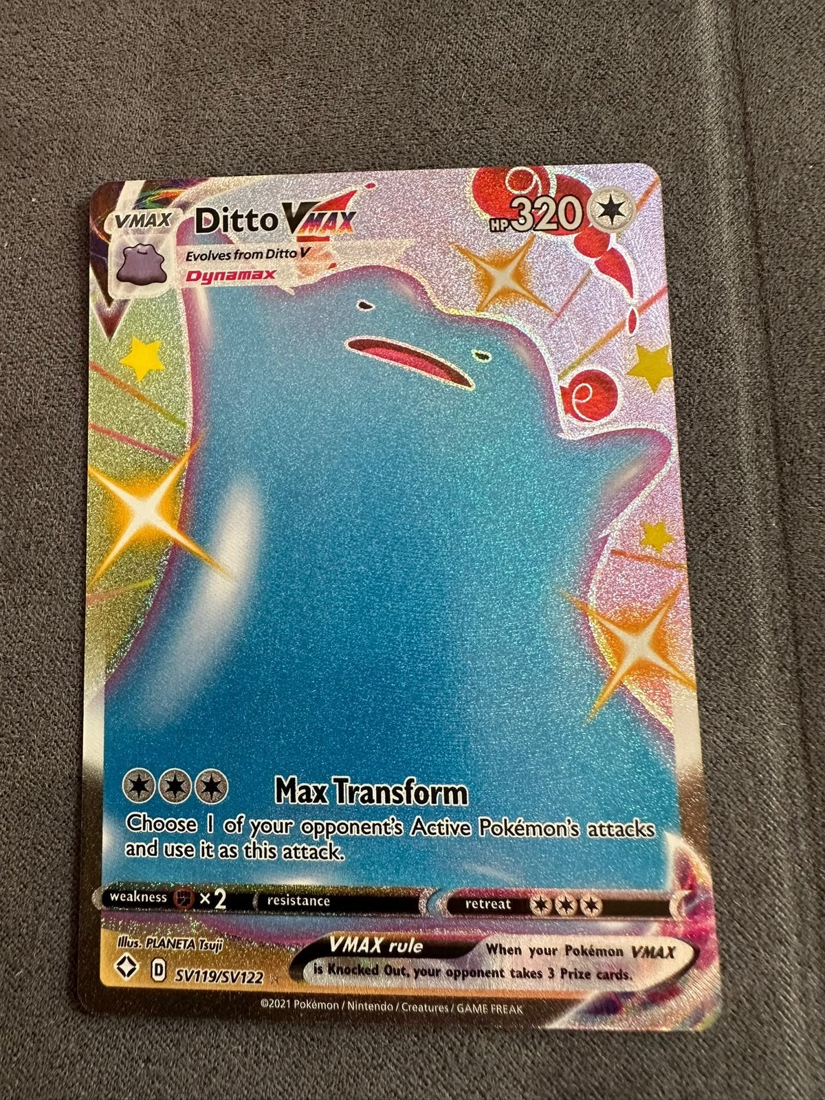 Ditto Vmax 119/122 Shining Fates Full Art Shiny, Ophalen of Verzenden, Nieuw, Losse kaart, Foil