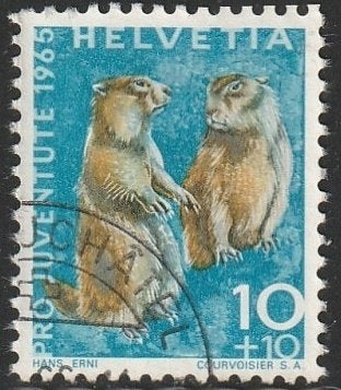 Zwitserland 1965 827 Pro Juventute 10c Marmot, Gest, Ophalen of Verzenden, Gestempeld