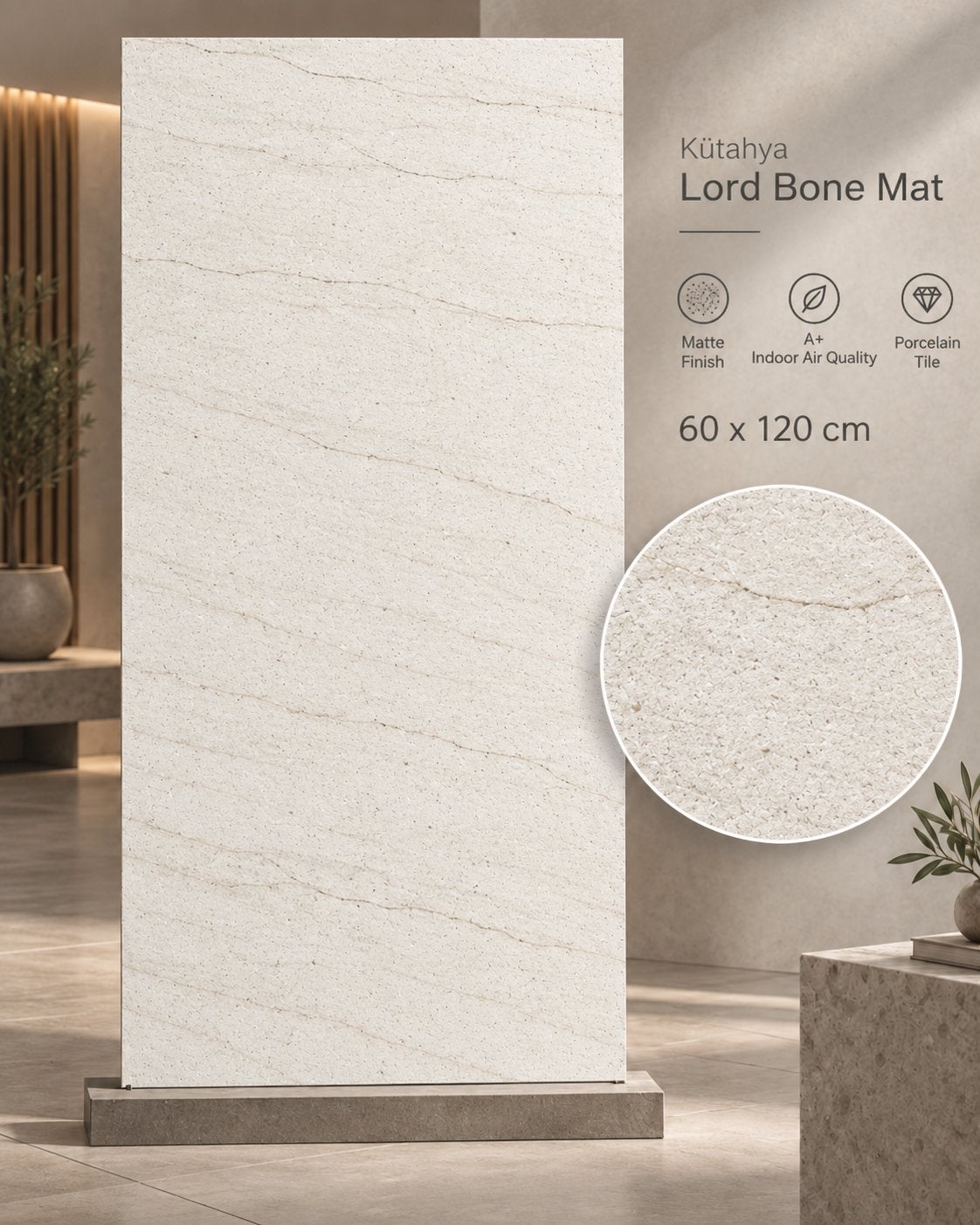 Kütahya Lord Bone Mat Keramische Tegels 60x120cm, 60 cm of meer, Keramiek, Nieuw, Ophalen of Verzenden