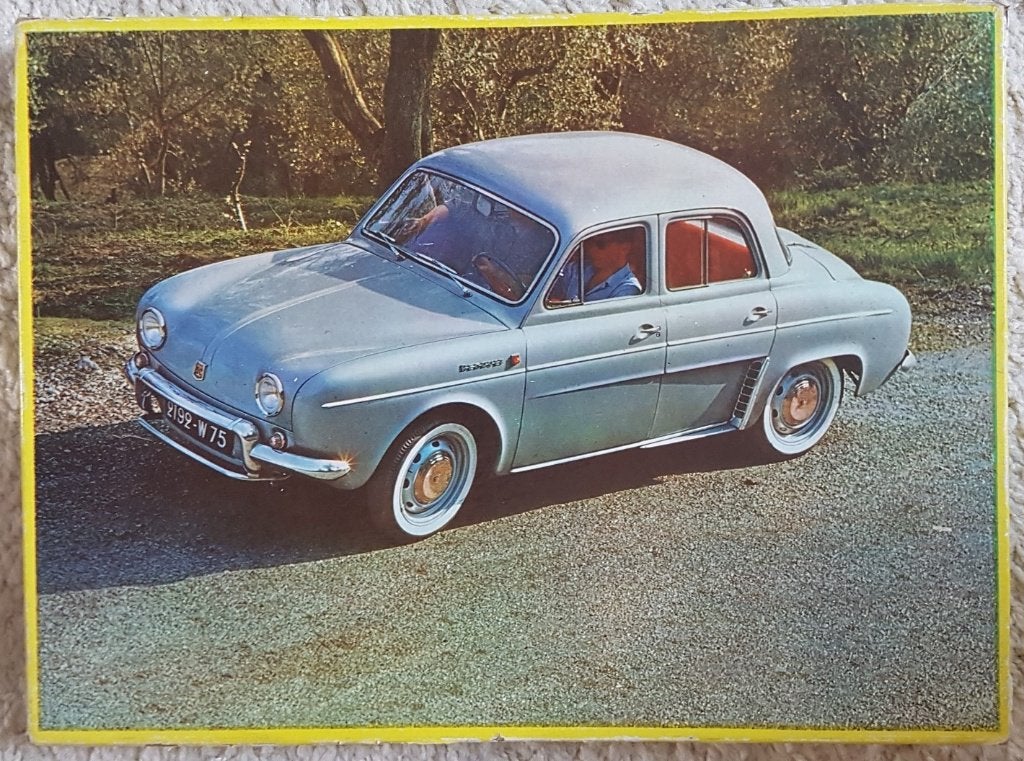 Renault Ondine wooden jig-saw puzzel - jaren '60 - IZGST, Verzamelen, Ophalen of Verzenden, Zo goed als nieuw, Auto's