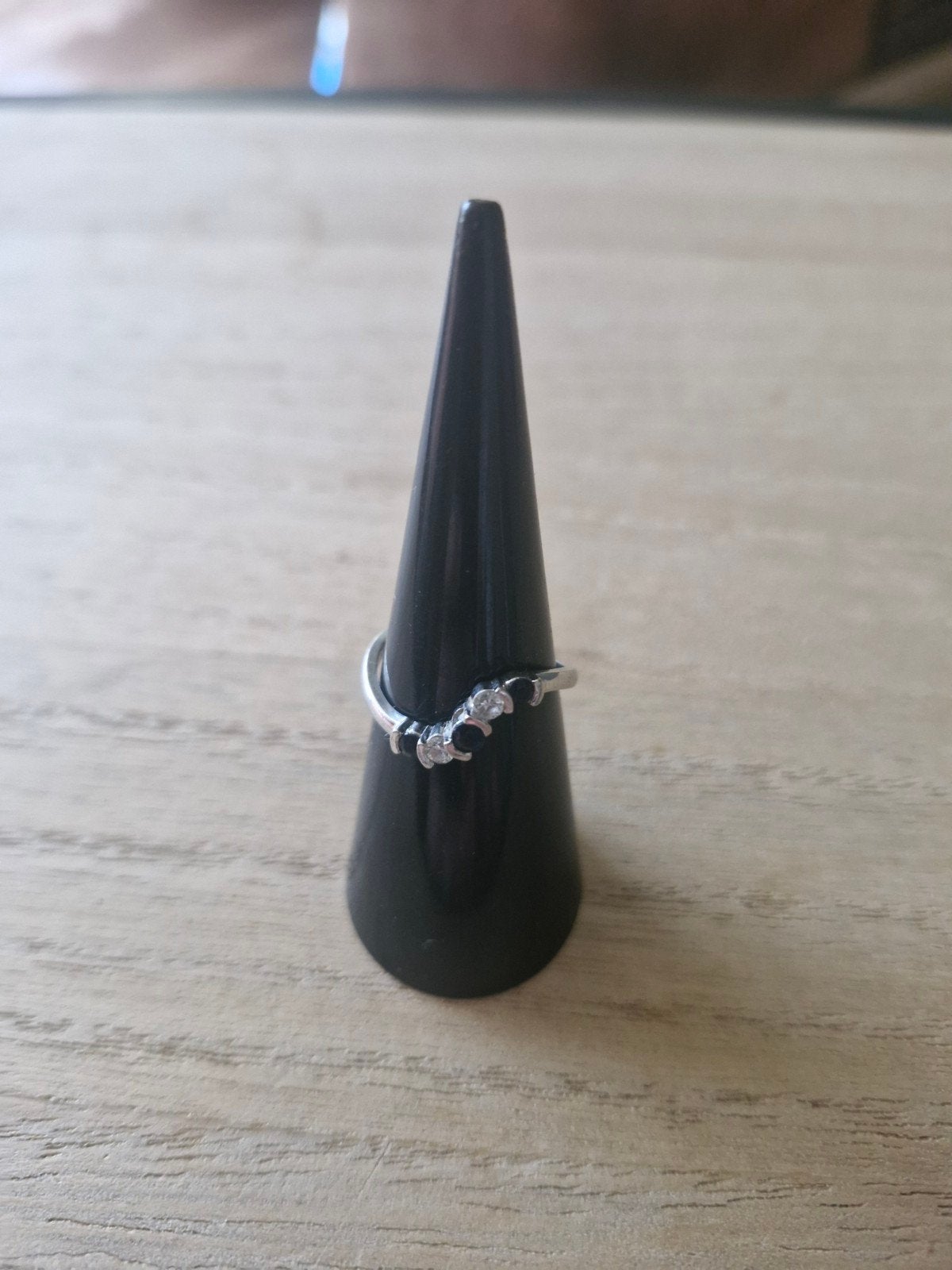 Witgouden 14k ring met diamant en saffier, maat 17mm, Wit, Ophalen of Verzenden, Dame, Goud