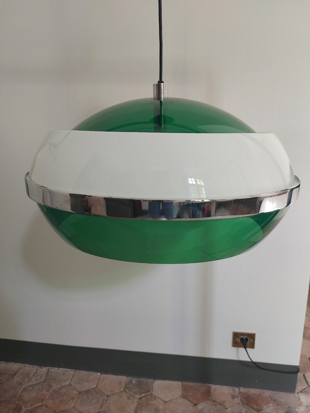 Mooie jaren 60/ 70 vintage space age lamp model ufo groen, Ophalen, Zo goed als nieuw, Vintage space age, Minder dan 50 cm