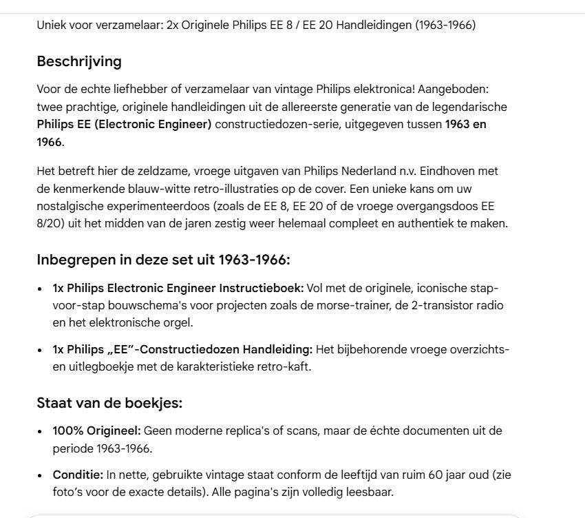 2x Originele Philips EE -8-20-Handleidingen constructiedozen, Ophalen of Verzenden, Gelezen, Philips Nederland n.v.